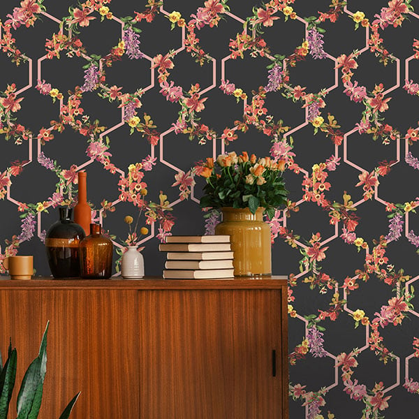 Galerie Wallpaper Product code: 12649R - Ted Baker Fantasia Wallpaper Collection - Black Pink Purple Green Yellow Red Colours -  