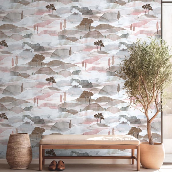 Galerie Wallpaper Product code: 35786_2 - Boho Fine Linen Wallpaper Collection - Blue, Red Colours -  