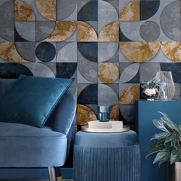 Galerie Wallpaper Product code: 49314R - Stratum Wallpaper Collection - blue gold Colours -  
