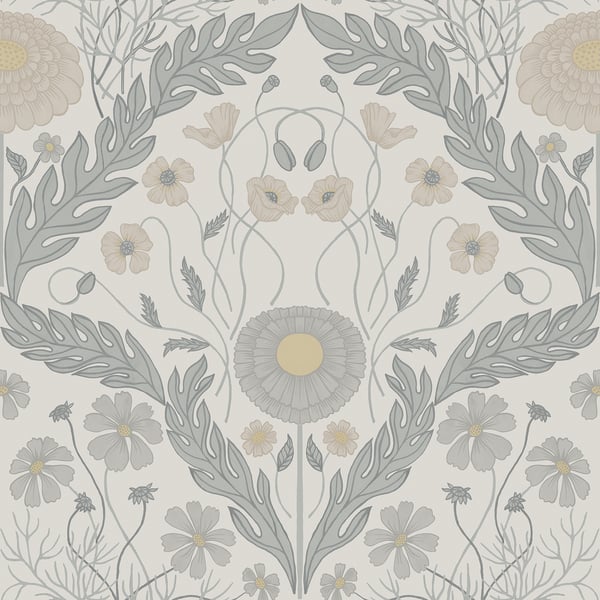 Galerie Wallpaper Product code: 51000 - Blomstermala Wallpaper Collection - Grey Yellow Colours -  