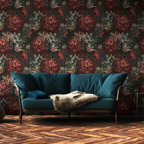 Galerie Wallpaper Product code: BW51000R - Blooming Wild Wallpaper Collection - Green Red Colours -  