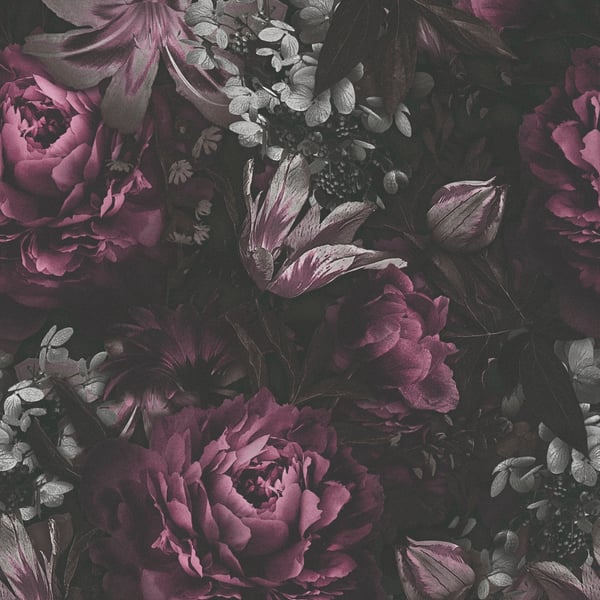 Galerie Wallpaper Product code: BW51003 - Blooming Wild Wallpaper Collection - Grey Red Black Colours -  