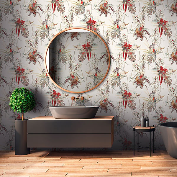 Galerie Wallpaper Product code: BW51028R - Blooming Wild Wallpaper Collection - Cream Red White Colours -  