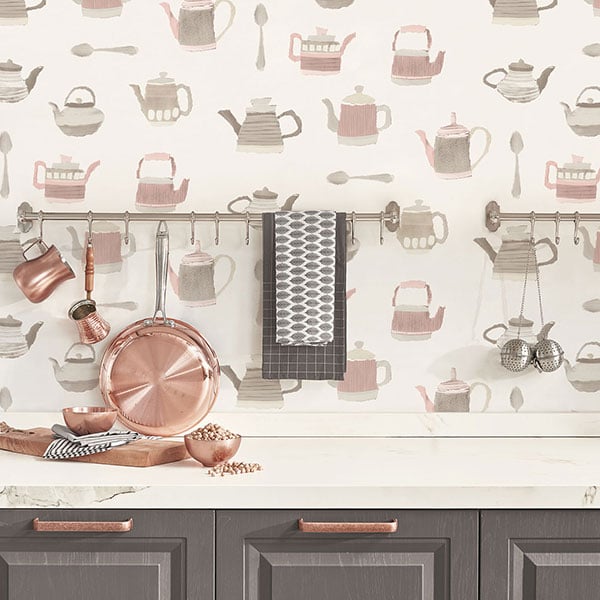 Galerie Wallpaper Product code: CK36633R - Kitchen Style 3 Wallpaper Collection - Pink Grey Beige Colours -  