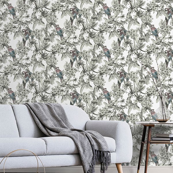 Galerie Wallpaper Product code: ED13085R - Ted Baker Eden Wallpaper Collection - Cream Green Red Turquoise Black Colours -  