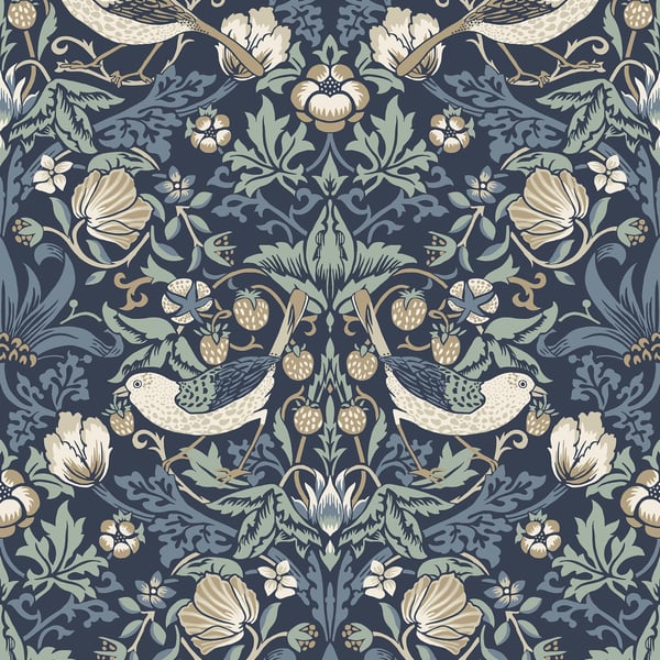 Galerie Wallpaper Product code: ET11212 - Arts and Crafts Wallpaper Collection - Blue Tan White Colours -  