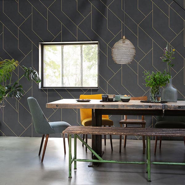 Galerie Wallpaper Product code: EX31000R - Exposed Wallpaper Collection - Black Gold Colours -  