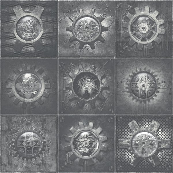 Galerie Wallpaper Product code: G56228 - Steampunk Wallpaper Collection - Silver Grey Colours -  