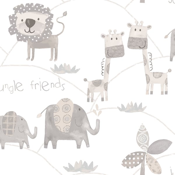 Galerie Wallpaper Product code: G56505 - Just 4 Kids 2 Wallpaper Collection - Grey White Colours -  