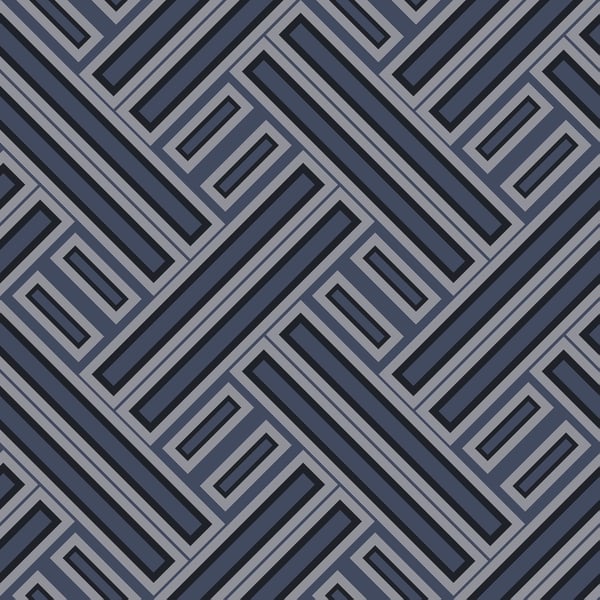 Galerie Wallpaper Product code: GX37602 - Geometrix Wallpaper Collection - Navy Black Silver Colours -  