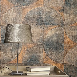 Galerie Wallcoverings Product Code: 32822 - Perfecto 2 Wallpaper Collection Galerie Wallcoverings Product Code 32822 - Perfecto 2 Wallpaper Collection - Orange Brown Black Colours - Rustic Circle Design