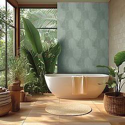 Galerie Wallcoverings Product Code HZ62077 - Horizon Wallpaper Collection - Green Metallic Colours - Palm Leaf Design