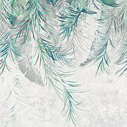 Galerie Wallcoverings Product Code WH45189M - Welcome Home Murals Wallpaper Collection - Blue, Grey, Green Colours - Cascading Tropical Foliage Design