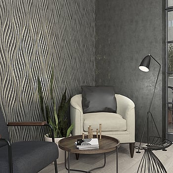 Galerie Wallcoverings Product Code 34264 - Urban Textures Wallpaper Collection - Black  Silver Colours -  