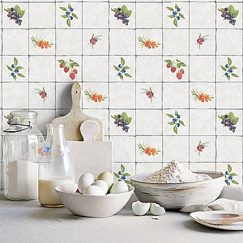 Galerie Wallcoverings Product Code G45417 - Just Kitchens Wallpaper Collection - Taupe Red Blue Colours -  